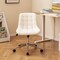 White Teddy Fleece Armless Office Chair with 5 Smooth Rolling Wheels and Metal Base